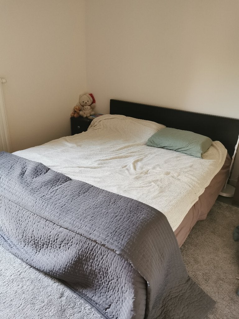 Bed Ikea 160 breed, donkerbruin, Huis en Inrichting, Ophalen, Gebruikt, Bruin, Tweepersoons