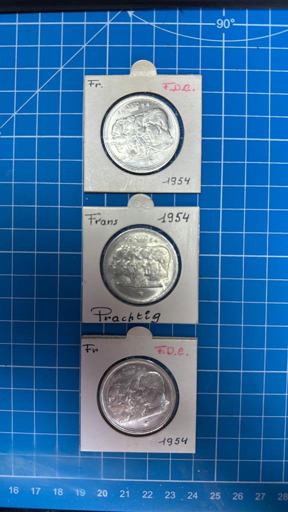 3 zilveren munten 100BEF-Fr- 4 koningen, Zilver, Ophalen of Verzenden, Losse munt, Zilver