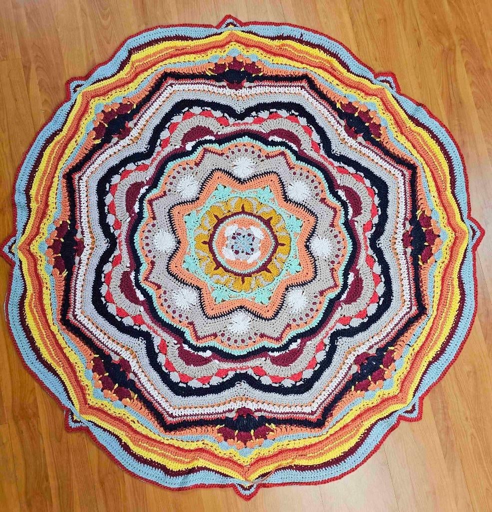 Granny kleed rond vintage 135 cm, Ophalen of Verzenden, Gebruikt, Rond