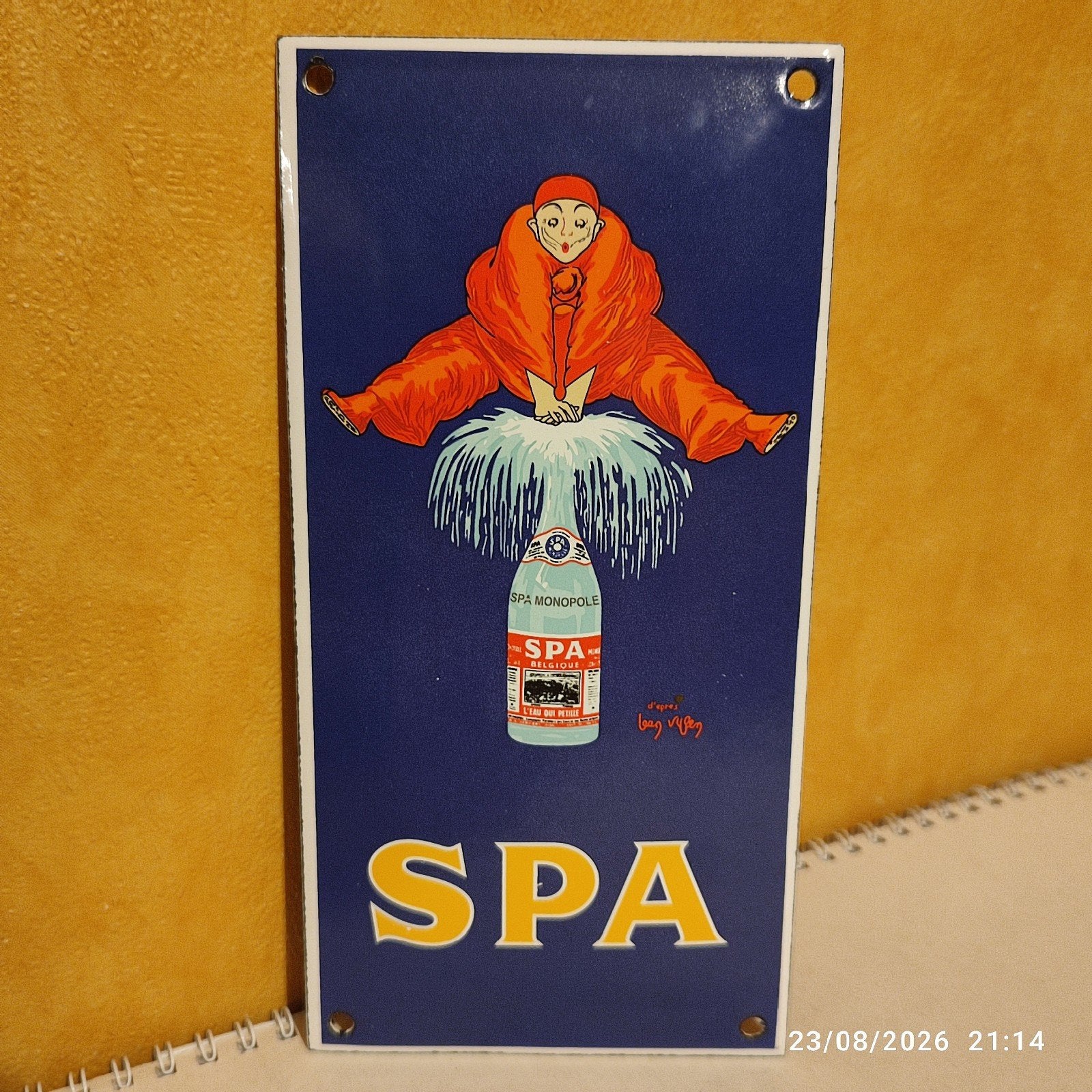 Mooi klein geëmailleerd SPA-bord., Verzamelen, Ophalen of Verzenden, Nieuw, Reclamebord
