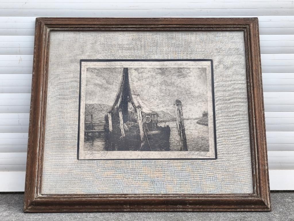 Gravure cadzand signe Henri budt, Ophalen of Verzenden
