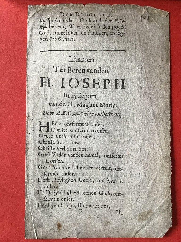 18e eeuw Litanien ter eere vanden H. Ioseph - Jozef, Ophalen of Verzenden, Bidprentje