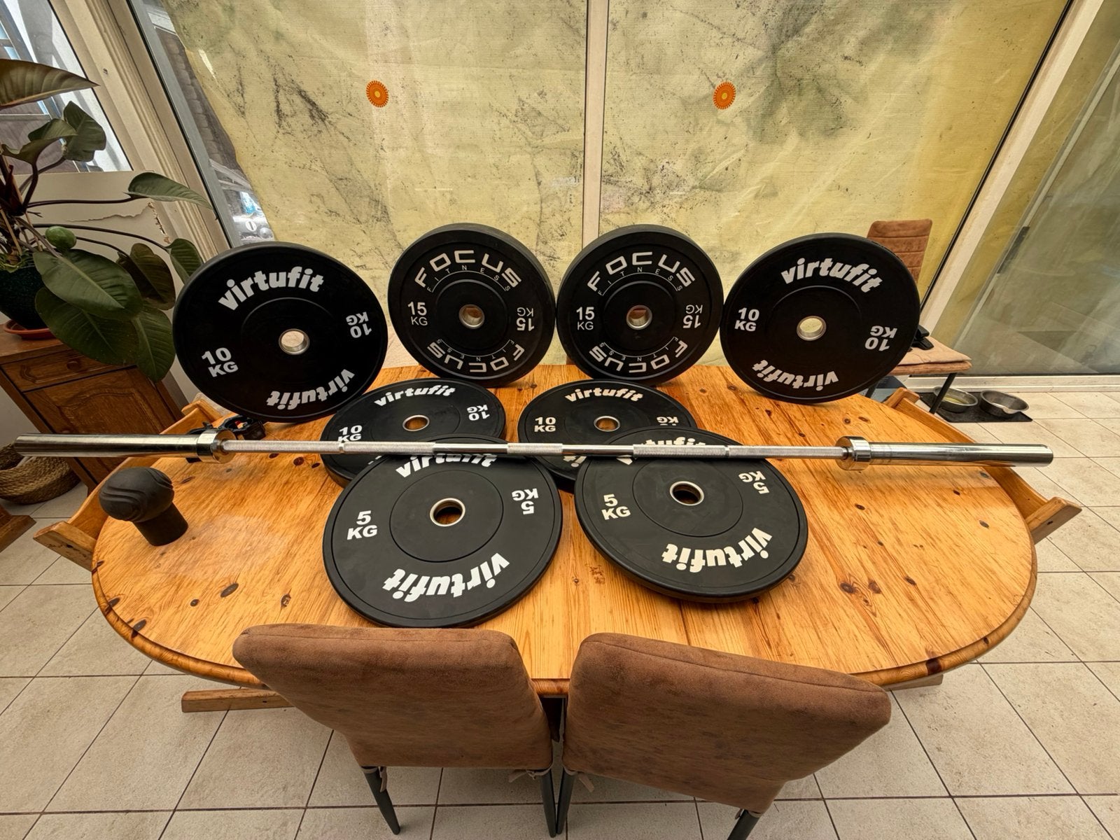 Deadlift bar + bumper plate en squad rek, Sport en Fitness, Overige materialen, Armen, Overige typen, Ophalen of Verzenden
