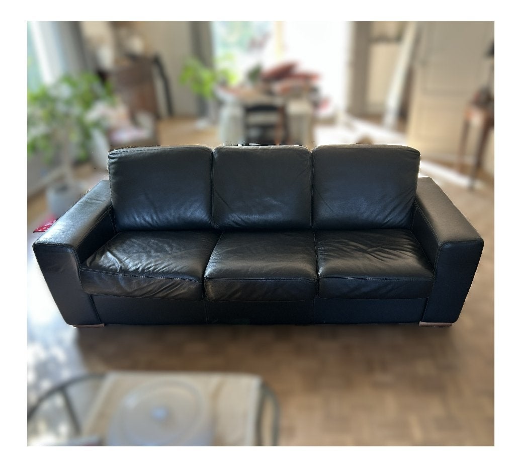 2-zits en 3-zits bankstel, Huis en Inrichting, Ophalen, Gebruikt, Leer, Italiaans design