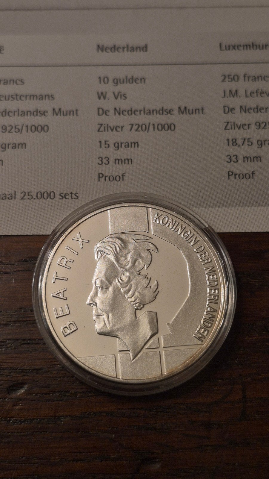perfecte 10,00 gulden van 1994 uit BENELUX SET  PROOF, Koningin Beatrix, Zilver, Ophalen of Verzenden, Losse munt