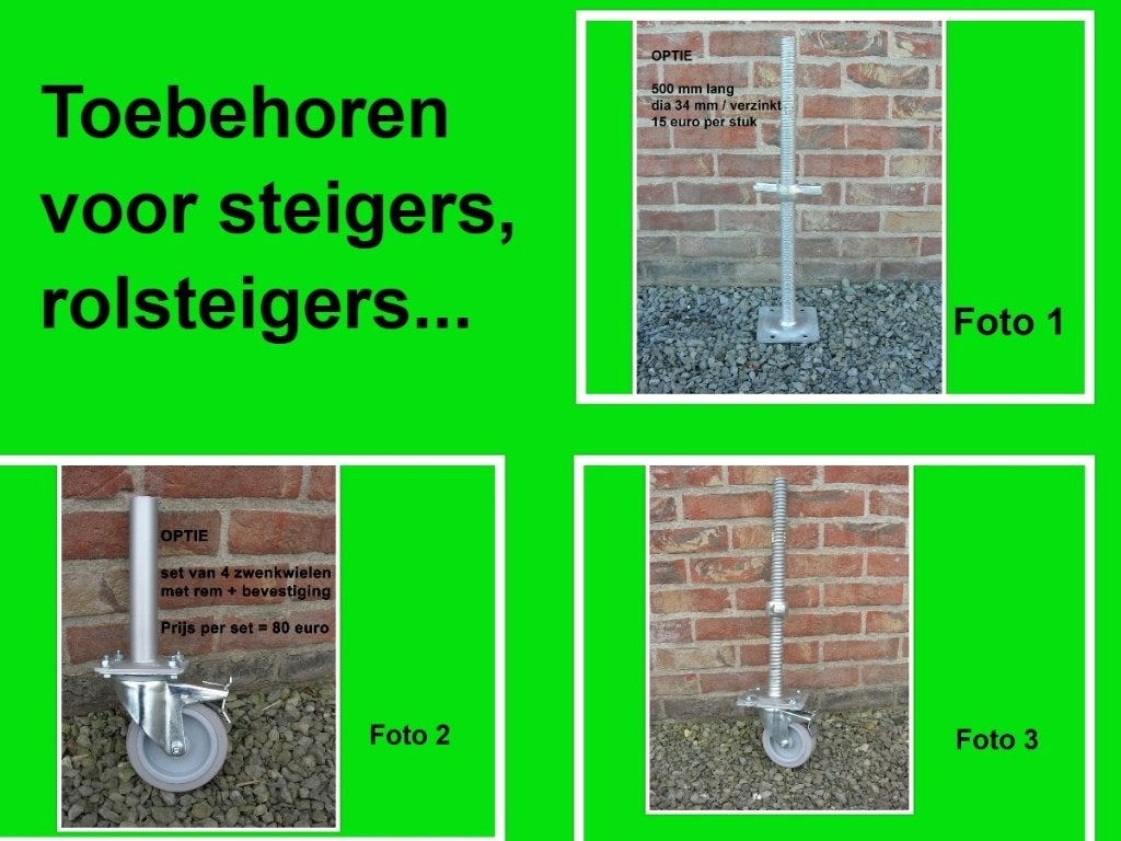 Regelbare voetspindels - steigerwielen - rolsteigerwielen, Doe-het-zelf en Bouw, Ophalen, Nieuw