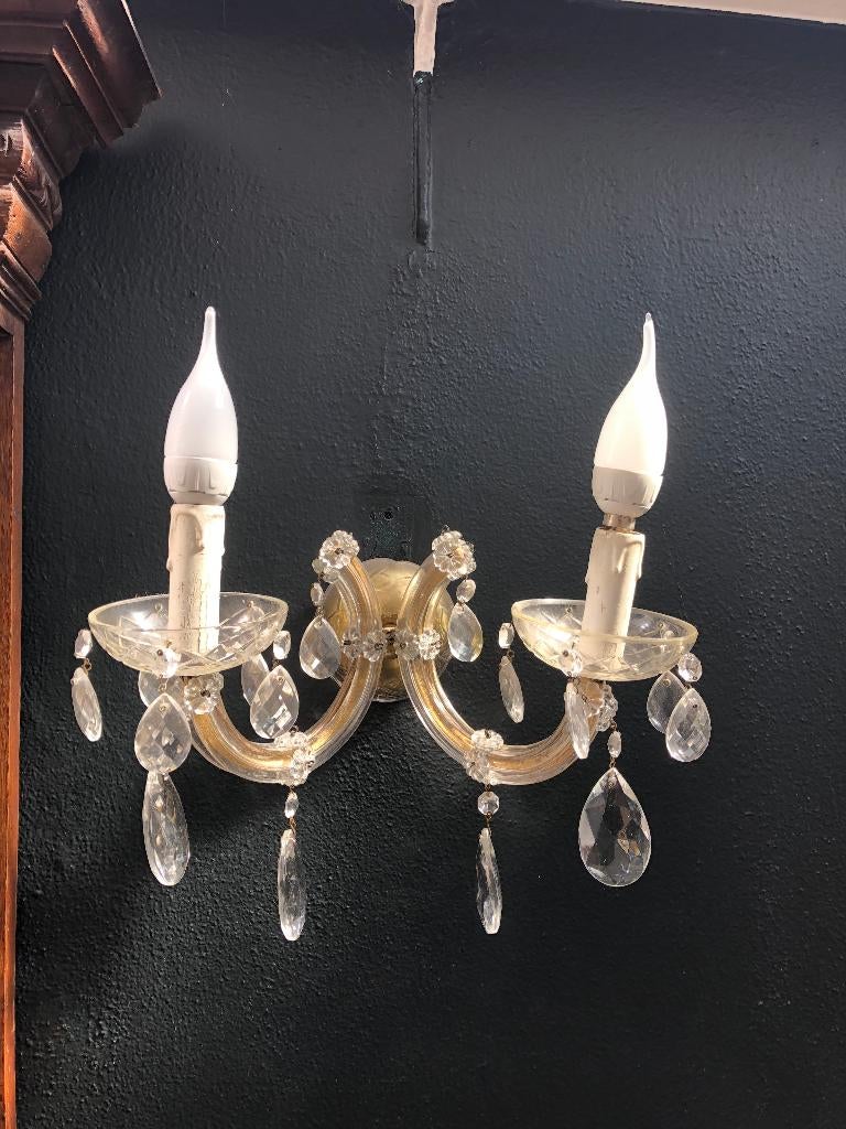 Lot de 2 appliques murales Marie-Thérèse cristal de Bohême, Maison & Meubles, Lampes | Appliques, Utilisé, Verre, Enlèvement