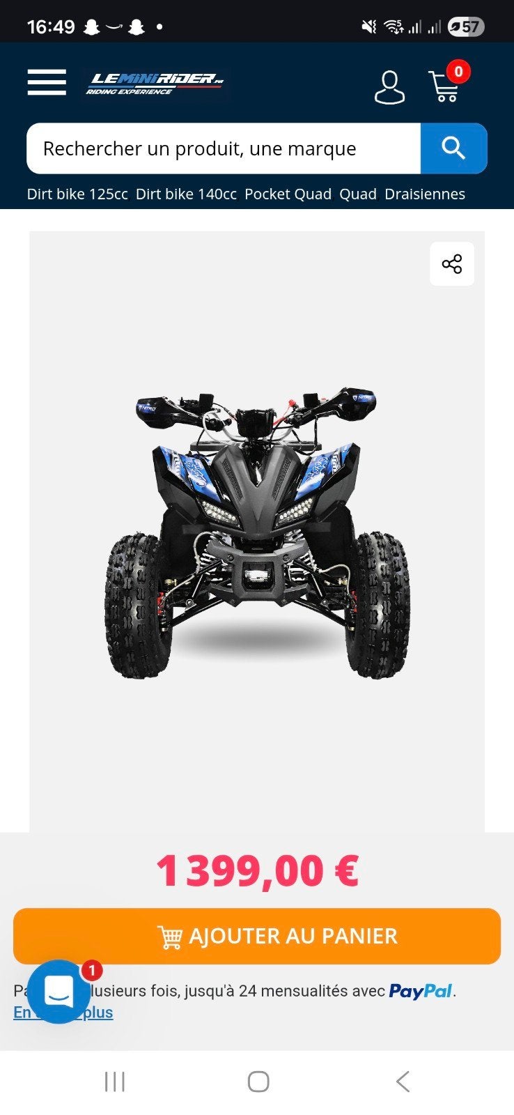 quad enfant, Motoren, 1 cilinder, 125 cc