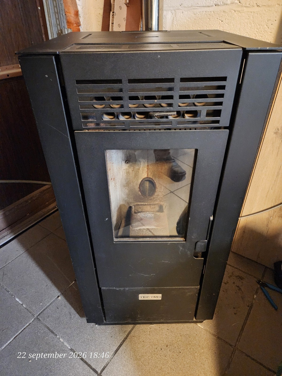 Pelletkachel Tectro TBH 570, Huis en Inrichting, Ophalen, Zo goed als nieuw, Pelletkachel, Vrijstaand