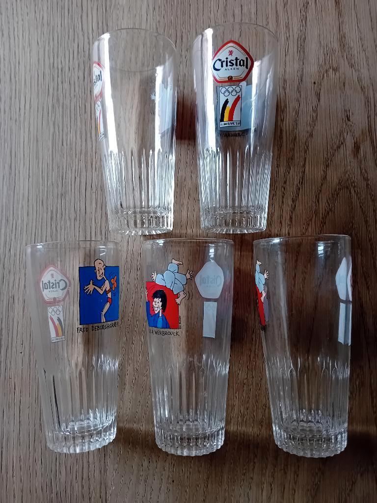 Bierglazen Cristal Alen Olympische spelen, Verzamelen, Ophalen, Zo goed als nieuw, Glas of Glazen, Overige merken
