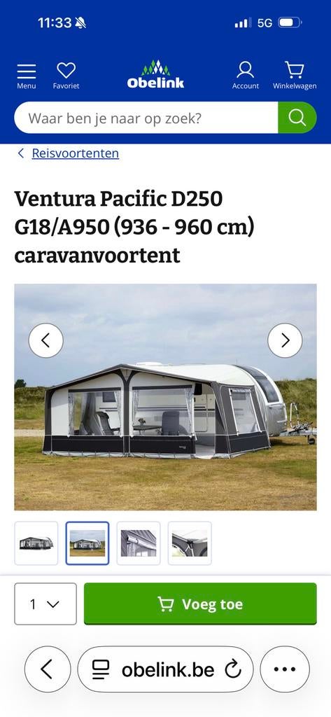 Voortent Isabella Ventura D250, Caravans en Kamperen, Ophalen, Zo goed als nieuw, Isabella