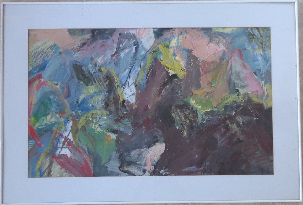 ONLEESBAAR / ABSTRACTIE / OLIEVERF KARTON / 77x1113cm KADER, Ophalen