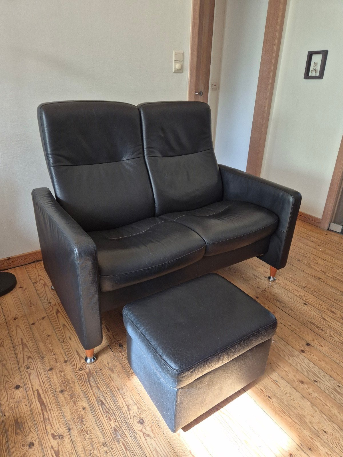 Canapé 2 places Stressless noir, 75 à 100 cm, Moins de 150 cm, Banc droit, Enlèvement