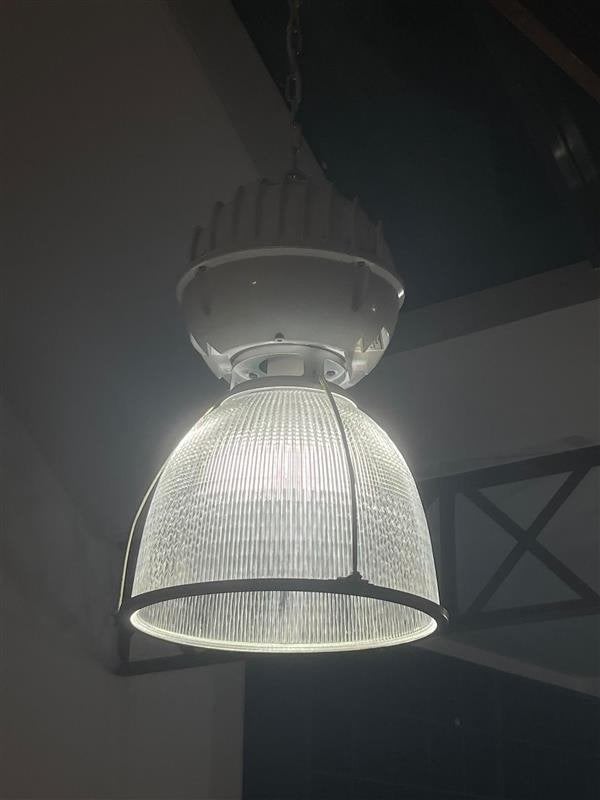Holophane Prismalume suspension industrielle vintage loft, Verre, Comme neuf, Enlèvement, E27 (grand)