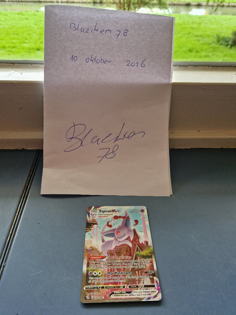Espeon VMAX FST 270, Hobby en Vrije tijd, Ophalen of Verzenden, Nieuw, Losse kaart, Foil