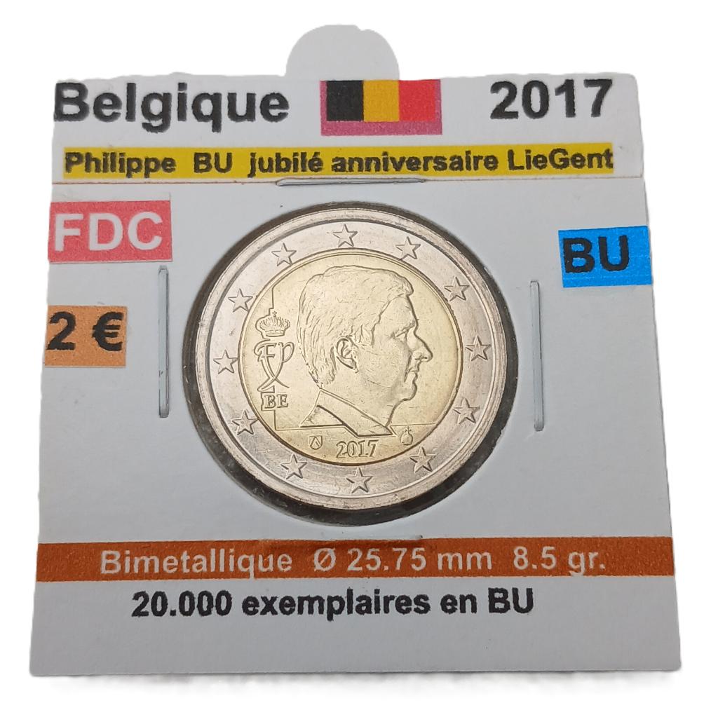Belgique 2 €  Liege  2017 FDC en BU . envoi gratuit, Envoi, Belgique, 2 euros, Monnaie en vrac