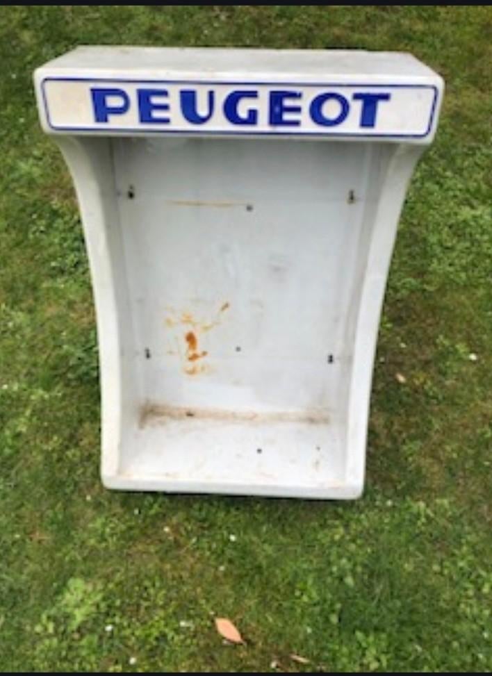 Vintage Peugeot-display 73cmX50cm, Ophalen of Verzenden, Gebruikt, Reclamebord