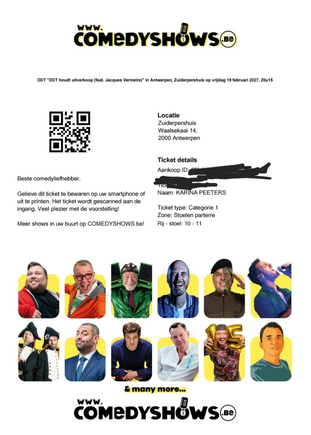 DDT ZUIDERPERSHUIS ANTWERPEN 19 FEBRUARI 2027 ZIE TICKETSWAP, Février