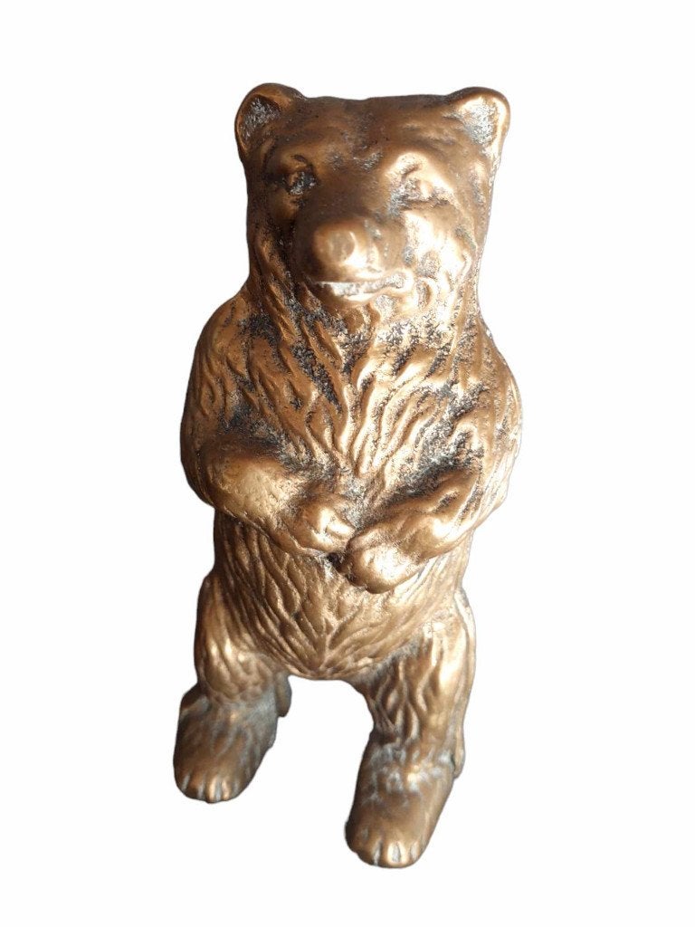 Ancienne tirelire ours en laiton de 16 cm, Enlèvement