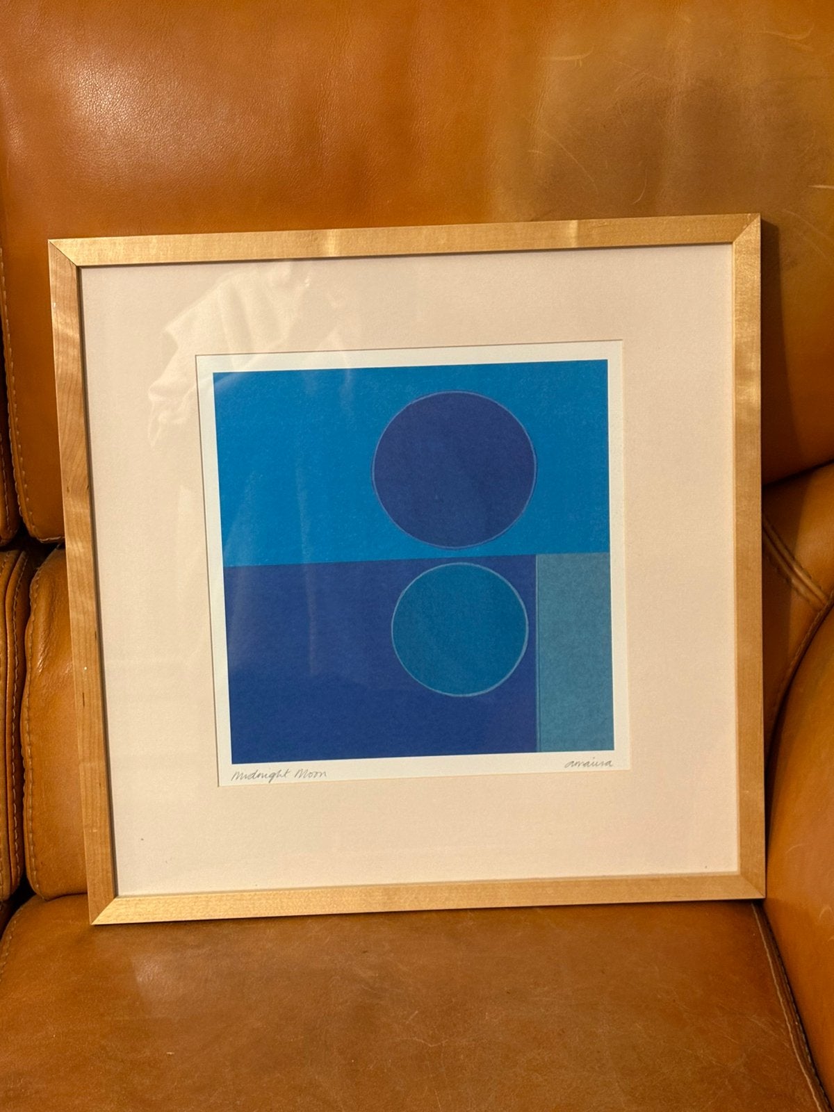 Lithographie encadrée vintage IKEA « Midnight Moon » Amaina, Antiquités & Art, Signé, Abstrait, Enlèvement, Lithographie