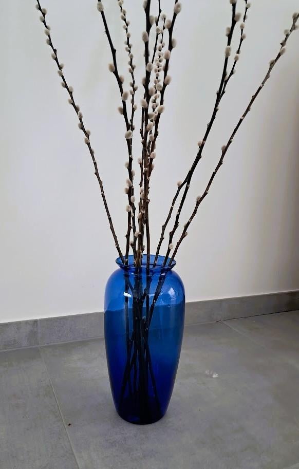 vase en verre transparent bleu, Moins de 50 cm, Enlèvement ou Envoi, Comme neuf, Verre