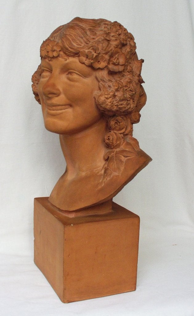 Buste Art Déco - Joe Descomps - 52 cm de haut., Antiquités & Art, Enlèvement ou Envoi