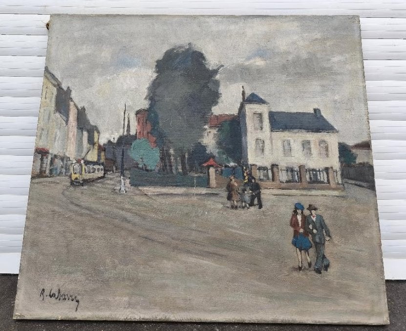 Huile sur toile dimanche signe Raoul labarre, Antiquités & Art, Art | Peinture | Classique, Enlèvement ou Envoi, Toile