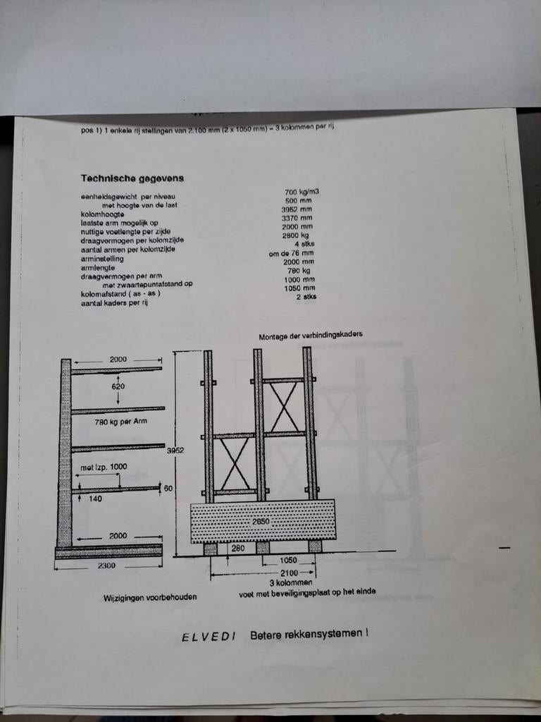 Elvedi Draagarmstelling enkelzijdig voor platen, Enlèvement