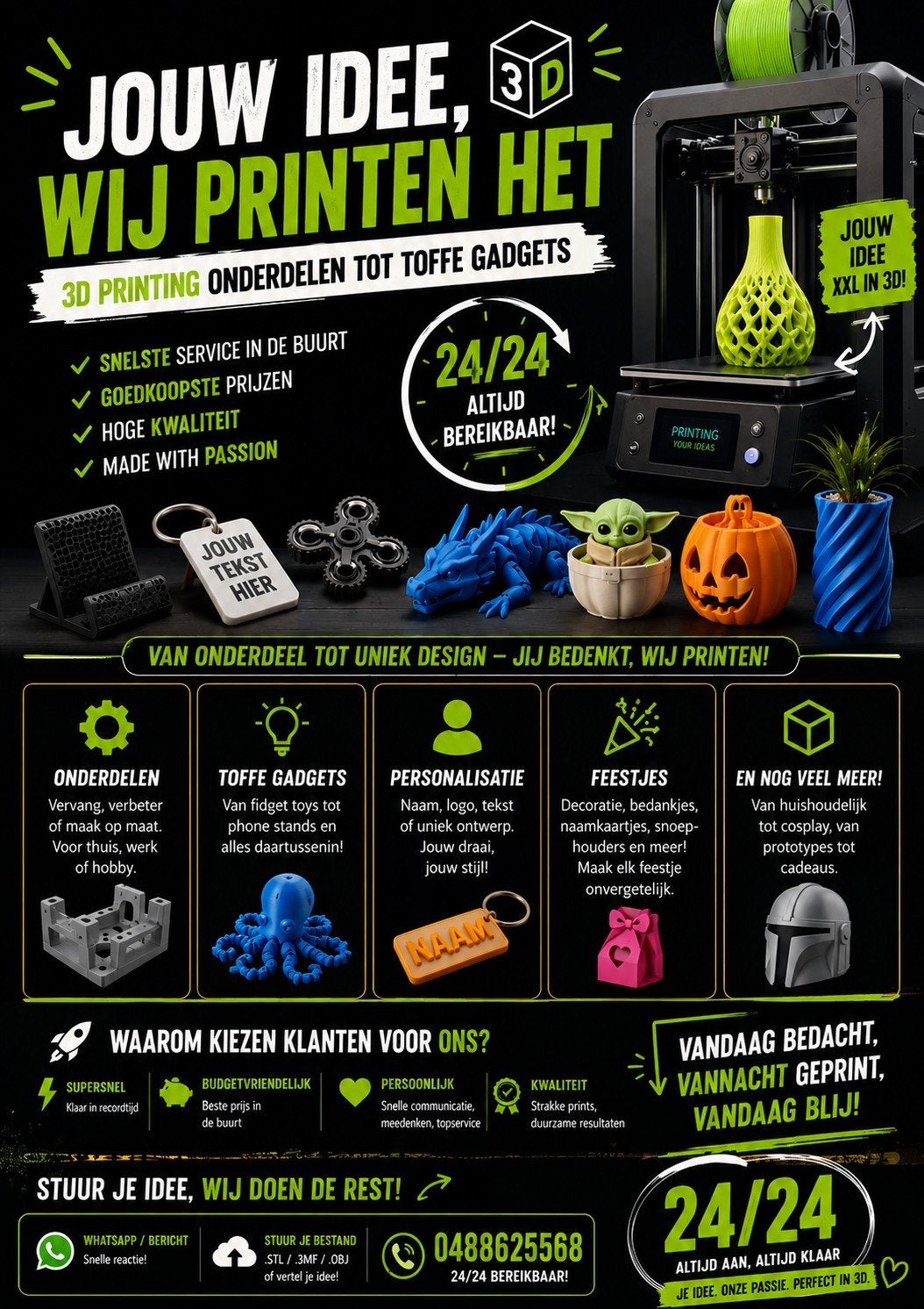 3D PRINTSERVICE – JOUW IDEE, BINNEN KORTE TIJD GEPRINT, Computers en Software, 3D Printers, Ophalen of Verzenden