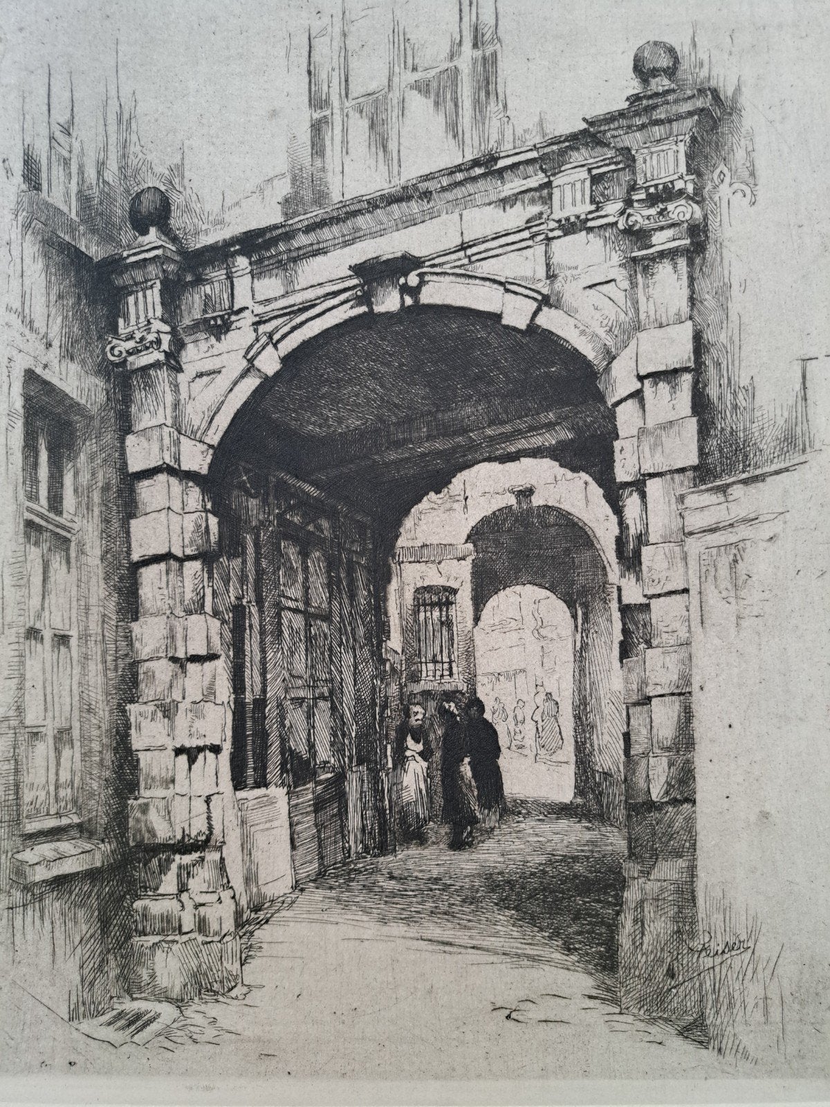 PEISER Kurt "Vieux porche aux Vieilles Halles aux blés" ets, Enlèvement ou Envoi, Eau-forte, Numéroté