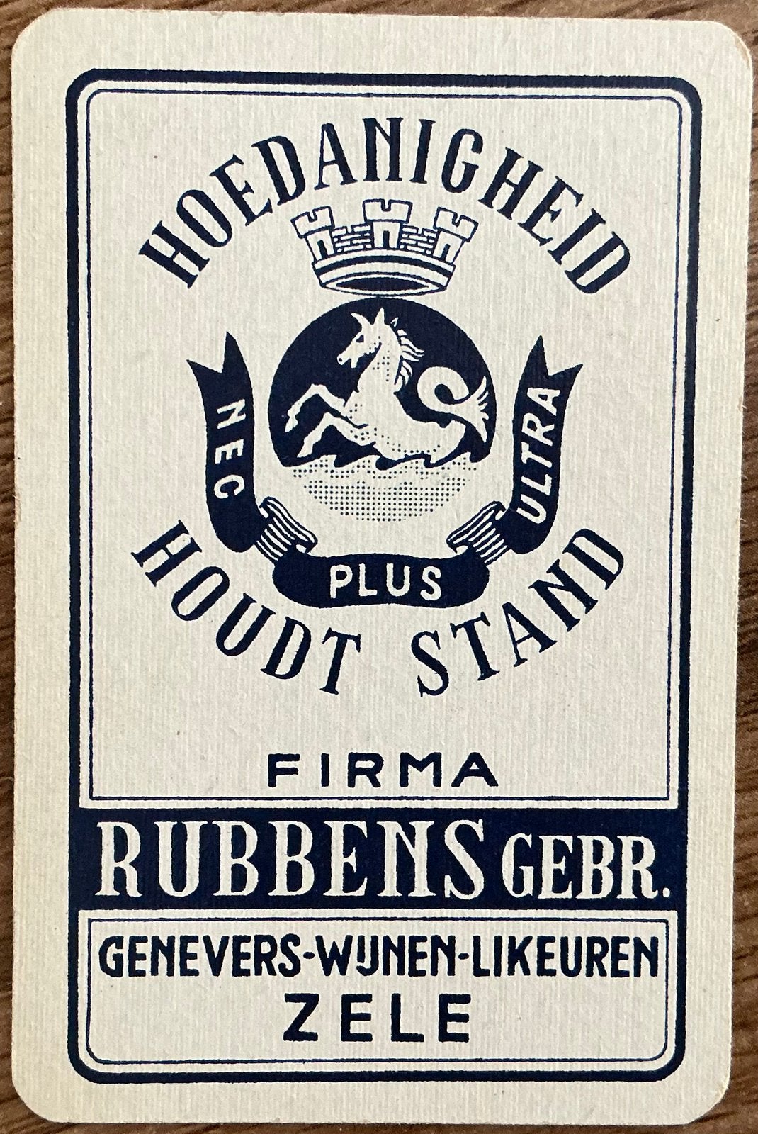 Carte à jouer FIRMA RUBBENS/GENEVERS/WINS/LIQUORIES/ZELE, Enlèvement ou Envoi, Comme neuf, Carte(s) à jouer