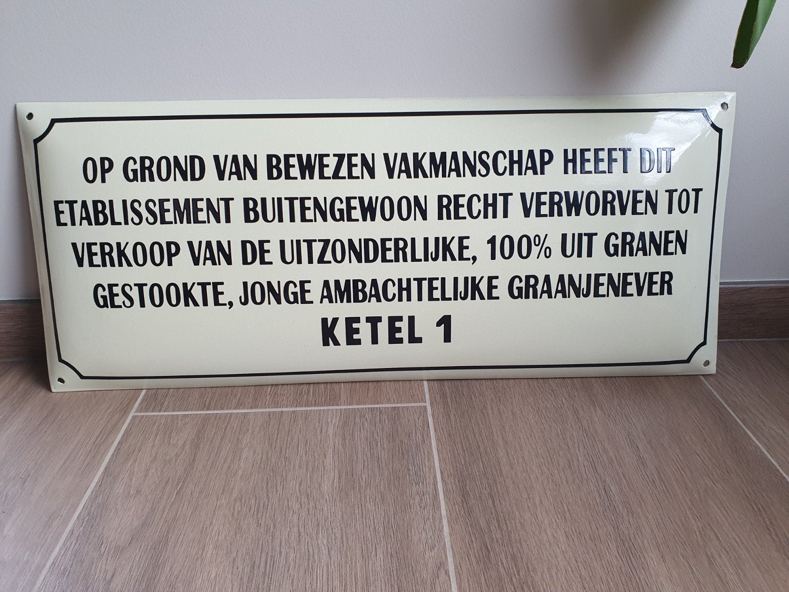 Emaille Reclamebord - Ketel 1 Graan Jenever -, Ophalen of Verzenden, Gebruikt, Reclamebord