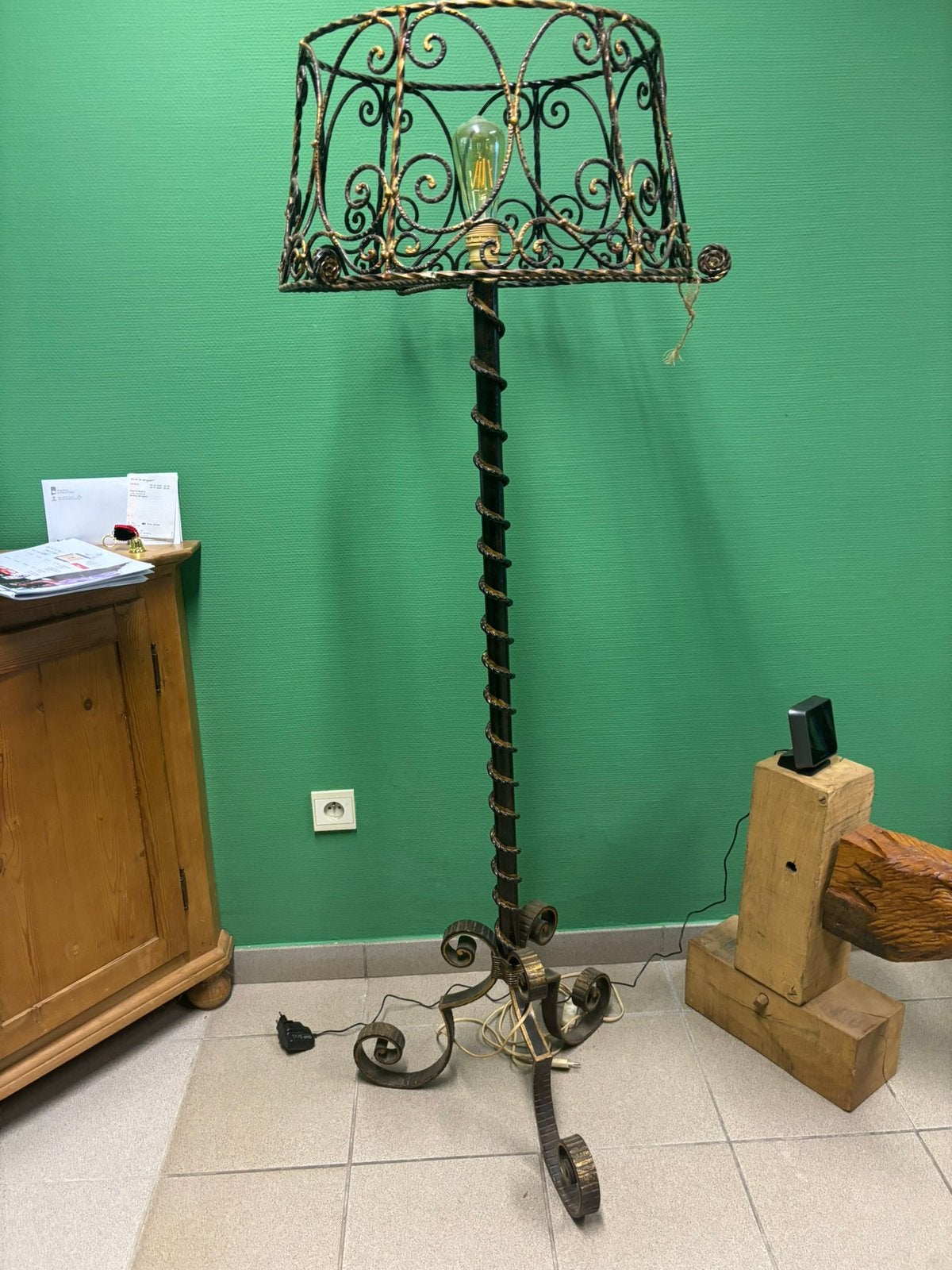Antieke bronzen staande lamp, Ophalen of Verzenden