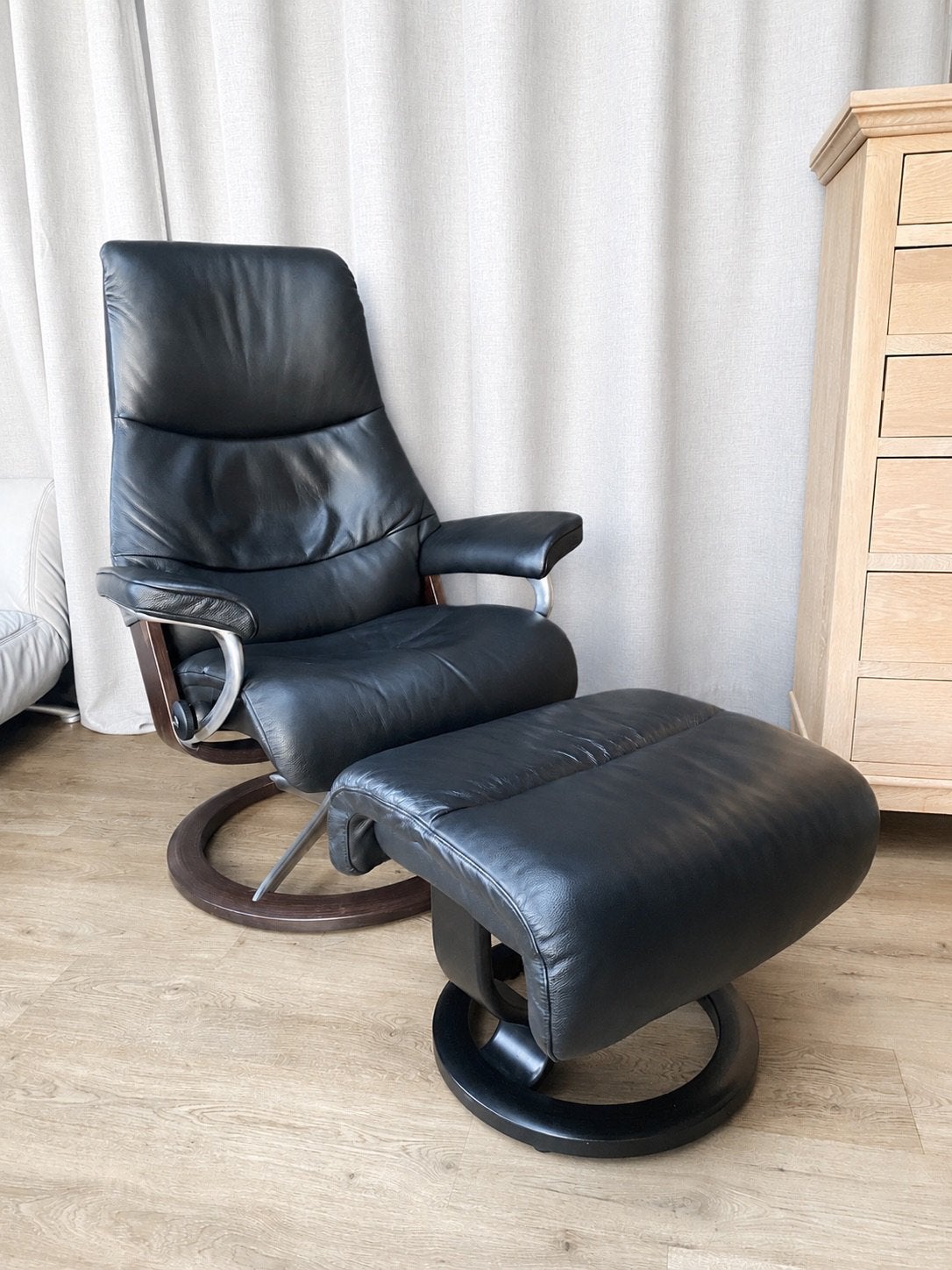 Stressless View relax fauteuil, Maison & Meubles, Fauteuils, Comme neuf, Bois, Cuir, Enlèvement