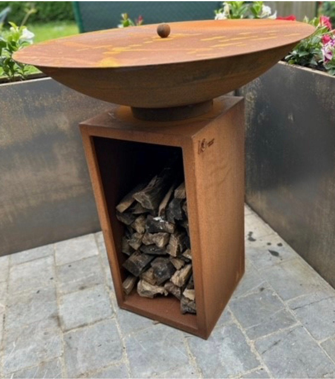 Ofyr lookalike. Grillplaat bbq vuurschaal in kortenstaal., Tuin en Terras, Ophalen, Gebruikt
