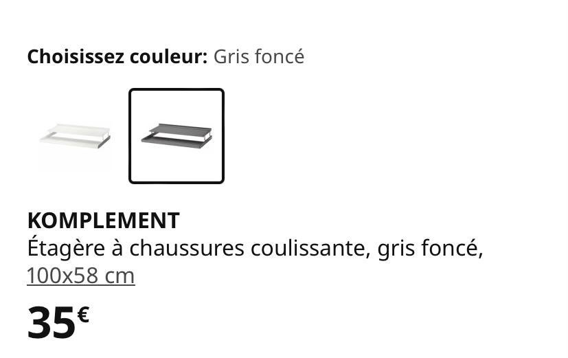 Komplement chaussure pour dressing Pax IKEA, Ophalen, Zo goed als nieuw