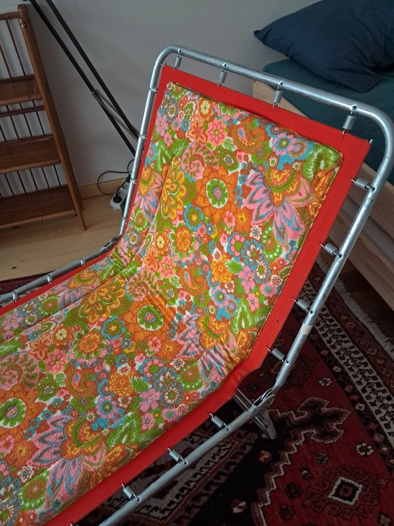 extra bed / vintage opvouwbare ligstoel, Ophalen, Zo goed als nieuw, Aluminium, Inklapbaar