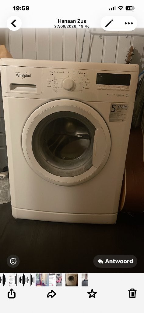 Wasmachine whirlpool, Ophalen, Energieklasse A of zuiniger, Zo goed als nieuw, 85 tot 90 cm
