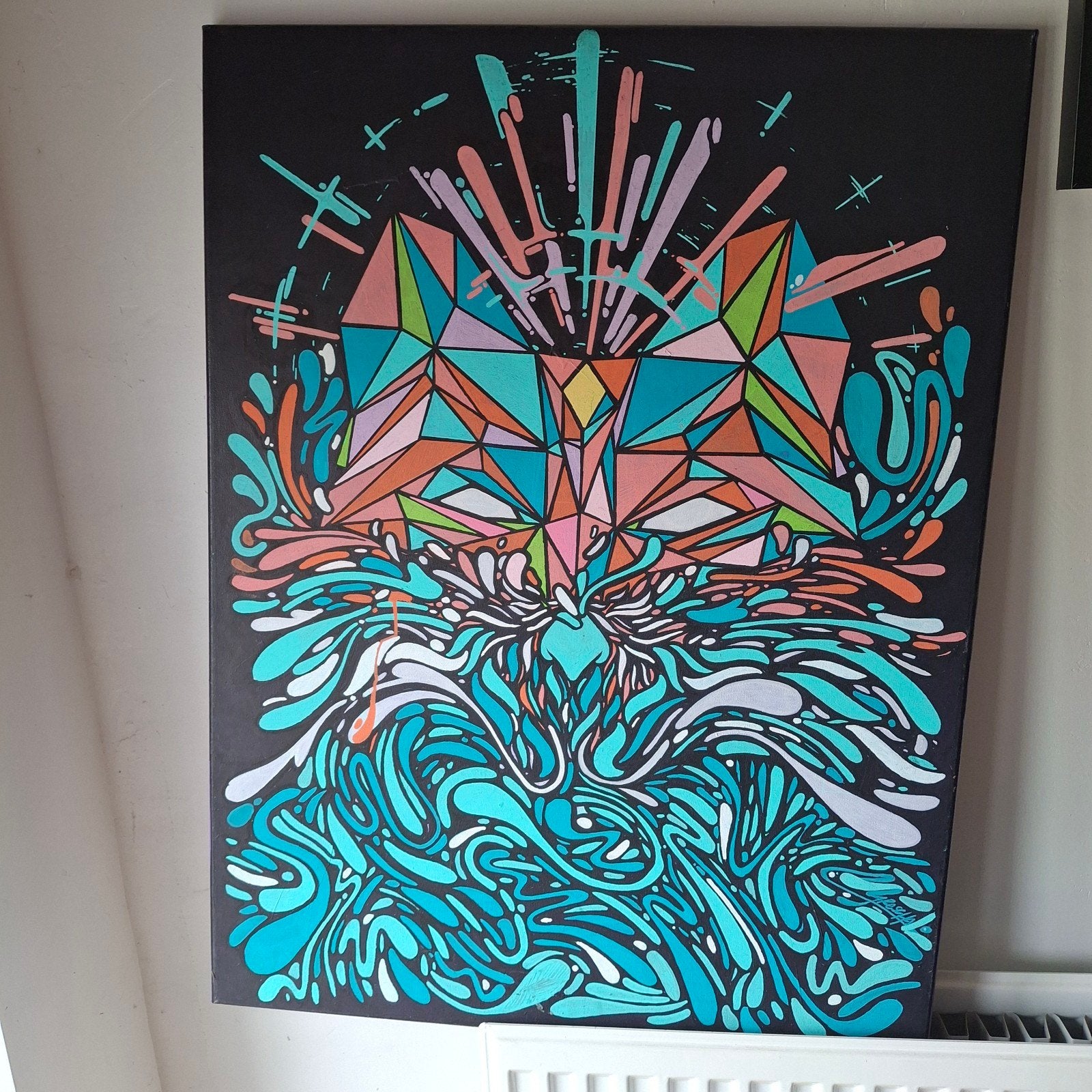 Peinture poska psychèdelique  abstraite, Enlèvement