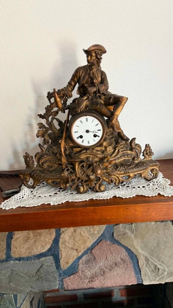 Horloge de chasse française ancienne, Antiquités & Art, Enlèvement, Bronze