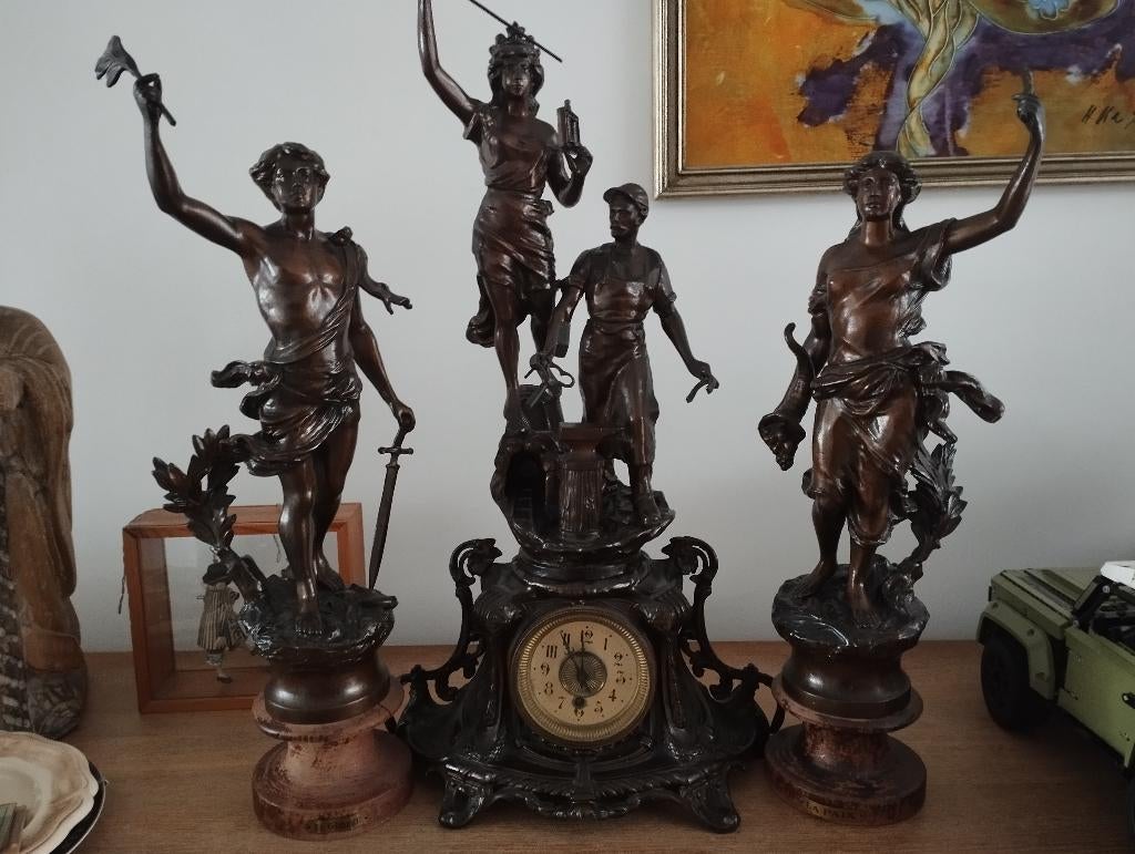 Schouw garnituur 3 delig, Antiek en Kunst, Antiek | Klokken, Ophalen