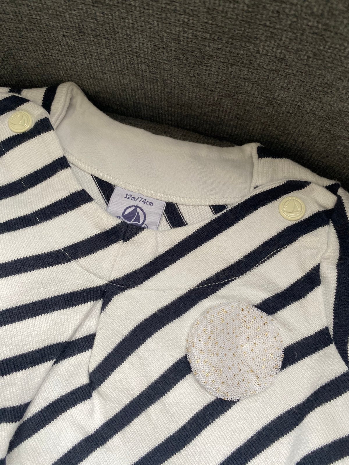 Robe rayée blanc/bleu Petit Bateau 74cm, Enlèvement ou Envoi, Comme neuf, Fille, Robe ou Jupe