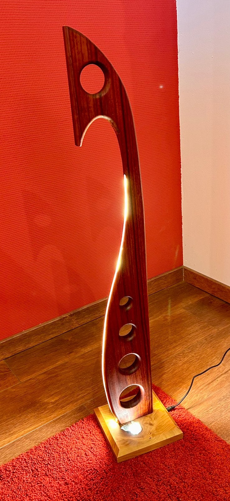 Decolamp, Ophalen, Zo goed als nieuw, Hout, LED verlichting