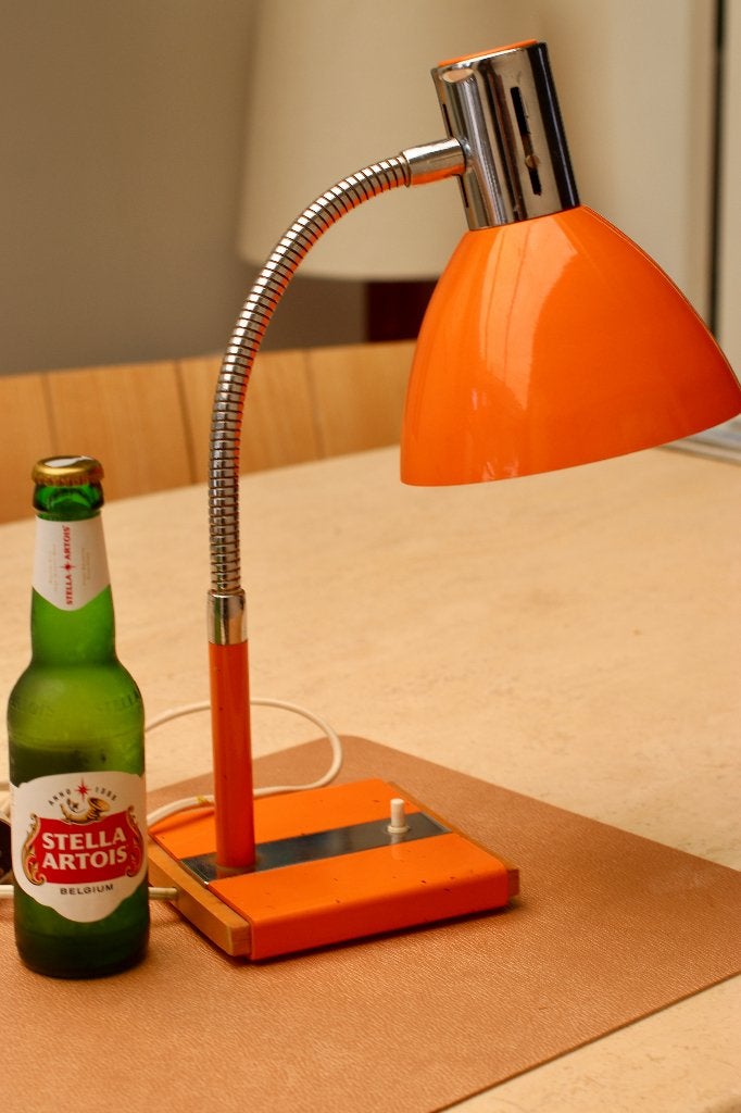 Lamp Flexible lamp bureautafel vintage 1960 oranje, Huis en Inrichting, Oranje, Ophalen of Verzenden, Met schakelaar, Vintage