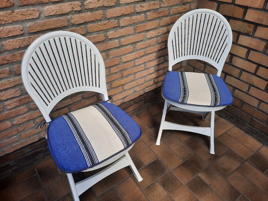 Tuinstoelen met kussens, Tuin en Terras, Tuinstoelen, Ophalen, Zo goed als nieuw, Plastic, Inklapbaar