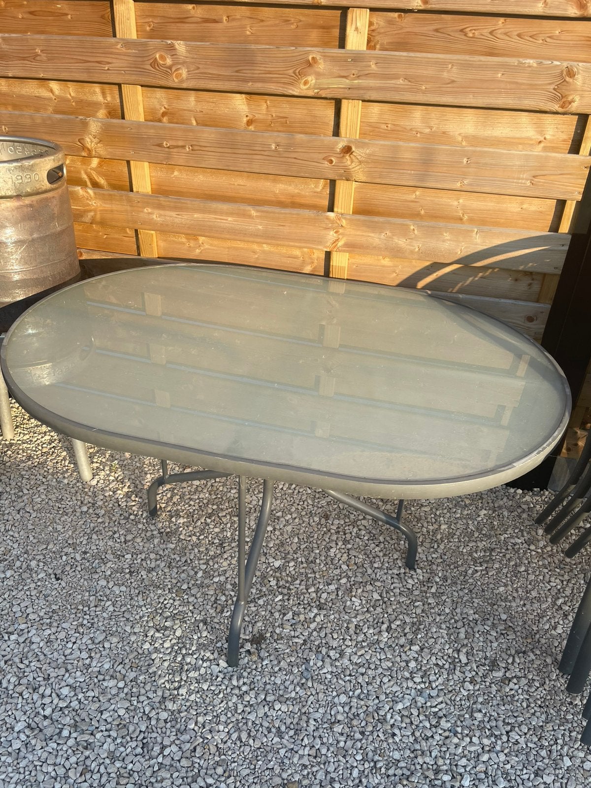 Tafel + 4 stoelen, Tuin en Terras, Tuintafels, Gebruikt, Ophalen