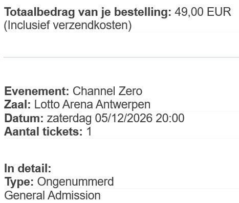 Billet, Tickets & Billets, Une personne, Décembre, Hard Rock ou Metal