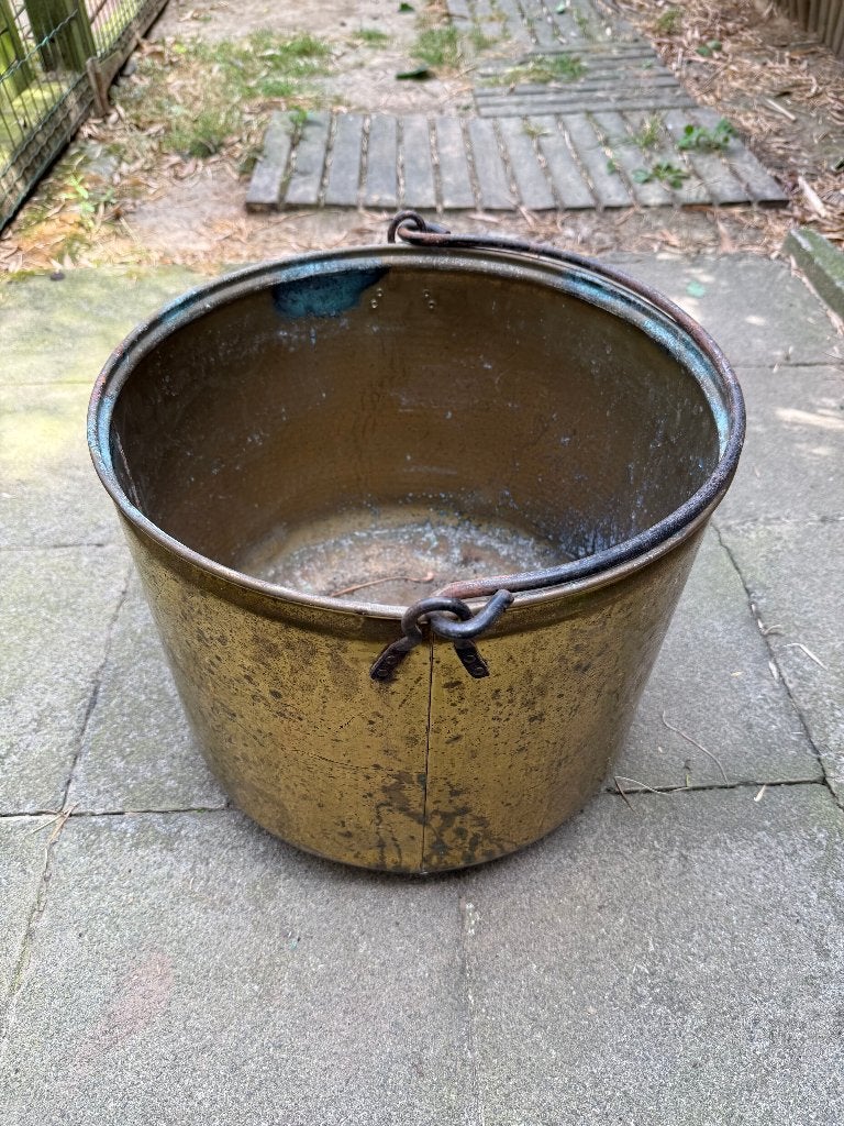 Ancien Chaudron en Cuivre avec anse en fer forgé, Enlèvement, Cuivre