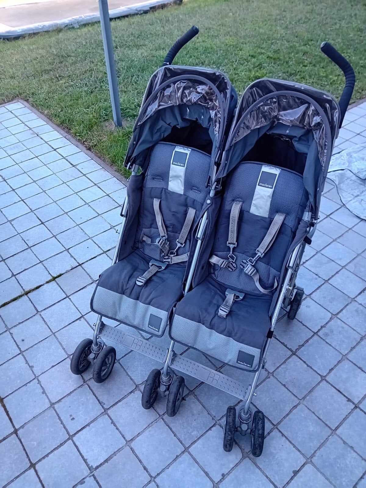 Inklapbare buggy Maclaren met regenhoes en voetzakjes, Ophalen