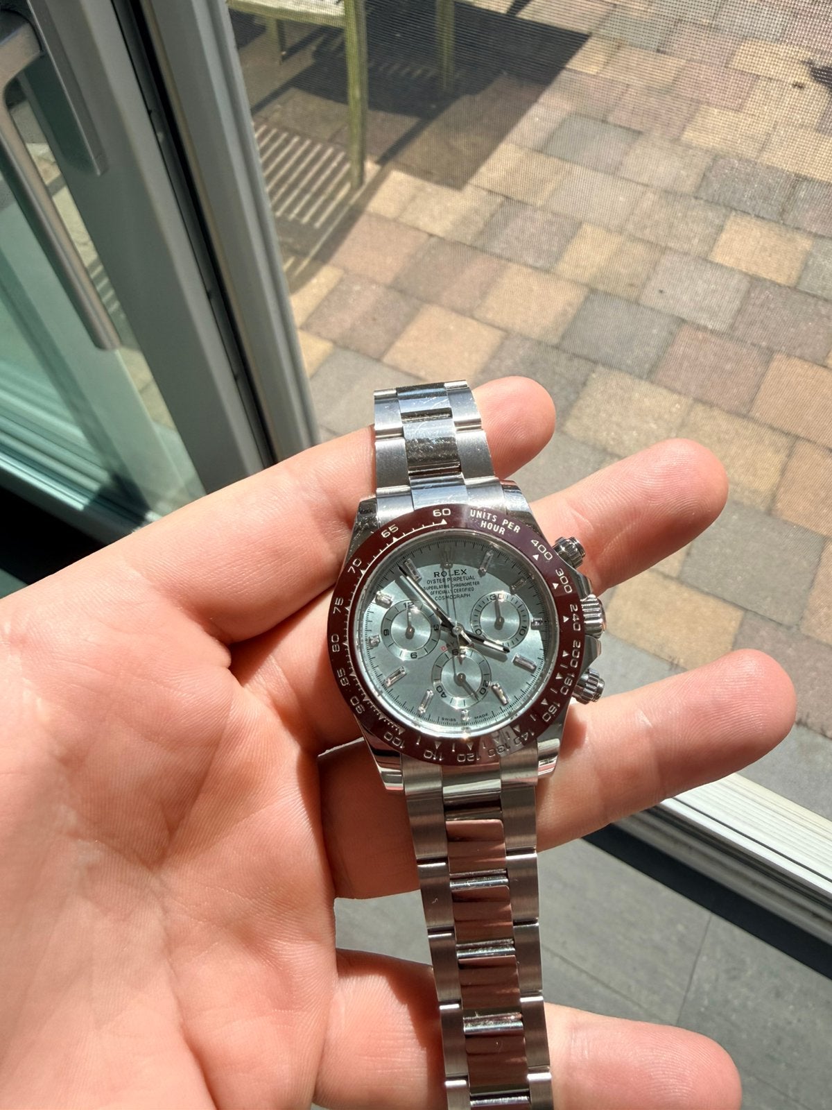 Rolex daytona platinum ice blue, Handtassen en Accessoires, Horloges | Kinderen, Ophalen of Verzenden, Zo goed als nieuw